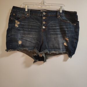 Torrid Dark Blue Distressed Jean Shorts